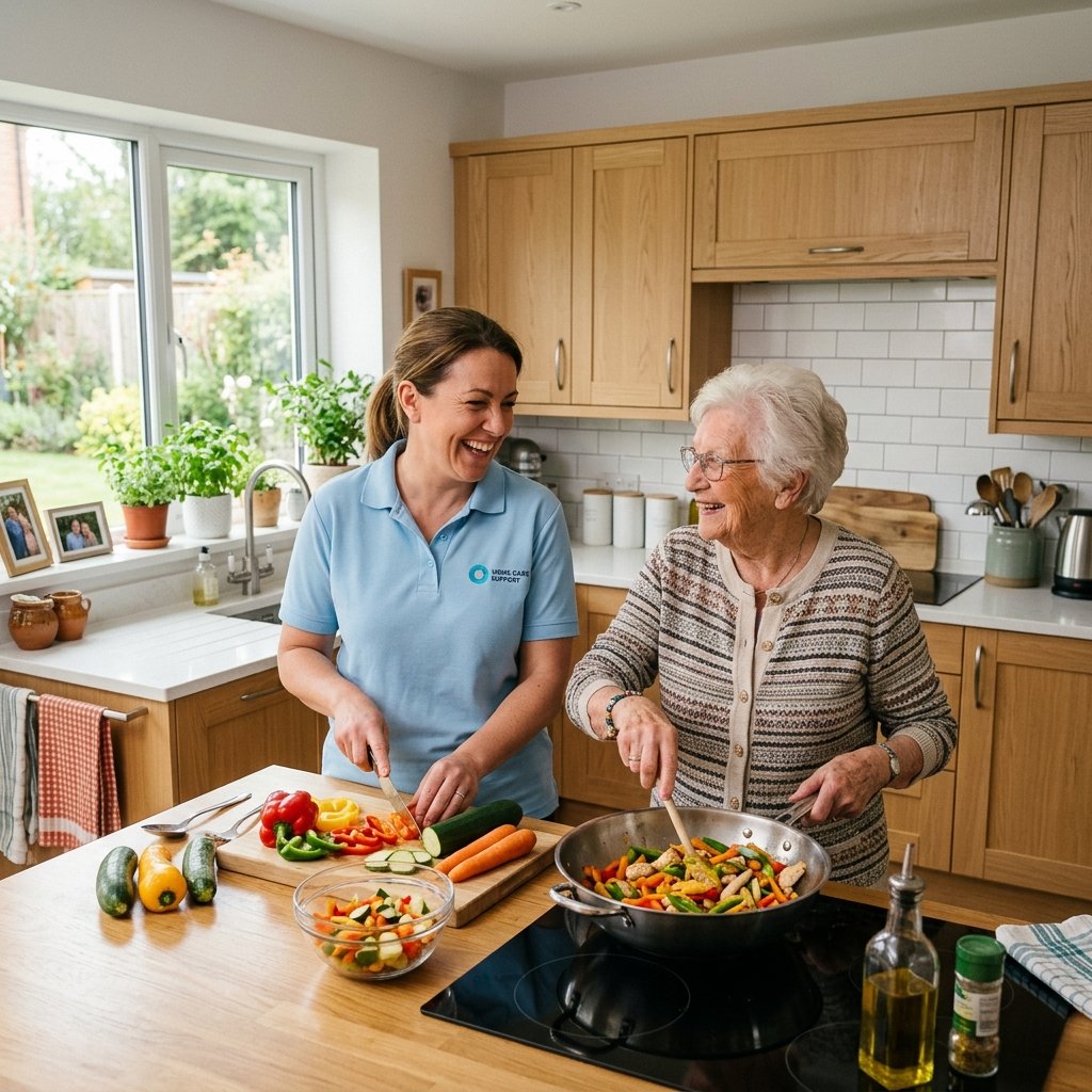 A carer and client spending quality time together
